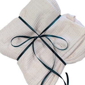 NWOT! FROTHY FINISH PINK AND WHITE WEAVE FABRIC SHOWER CURTAIN, TWEEDY TEXTURE!